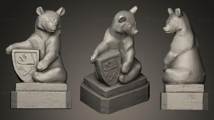 Статуэтки животных (Медведь со щитом, STKJ_0003) 3D модель для ЧПУ станка